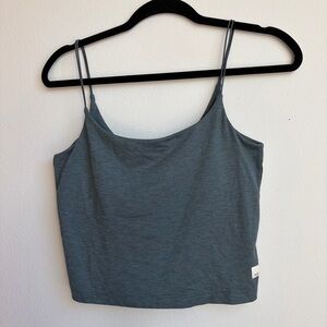 Vuori Slate Blue Cropped Cami with Double Spaghetti Straps